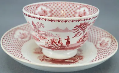 Buy William Adams Cyrene #1 Red Transferware Pearlware Bowl Cup & Saucer C.1829-1863 • 80.61£