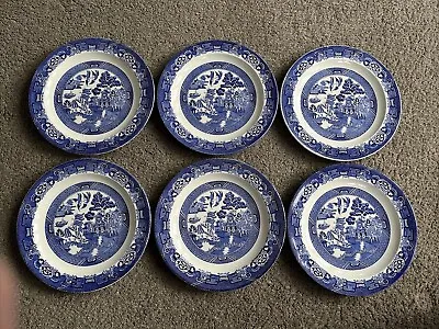 Buy Set Of 6 Woods Ware Willow Pattern Salad Plates 9”. • 9.99£