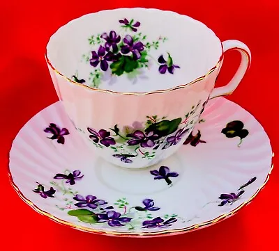 Buy Royal Adderley England BoneChina Tea Cup&Saucer, Princely Violets, Gold Decor • 20.94£