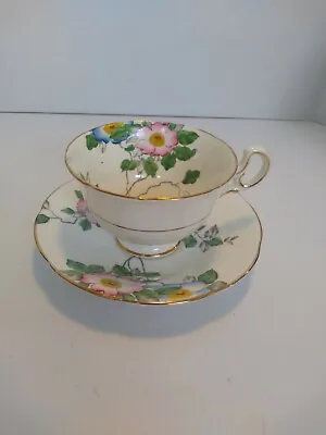 Buy Vintage Adderley Bone China Teacup Saucer Set Hand Painted Cottage Floral Decor • 15.17£