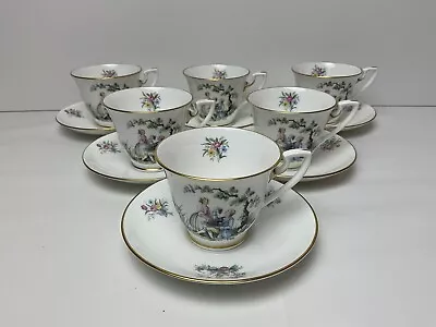 Buy Royal Worcester Watteau 6 X Demitasse Coffee Cups & Saucers Rare Version • 39.99£