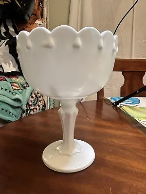 Buy *Vintage Indiana White Milk Glass Tear Drop Compote Pedestal Bowl Dish 7.5” Tall • 17.07£