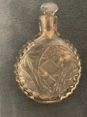Buy Antique Cut Glass Scent Bottle Vintage Perfume Topper • 29.99£