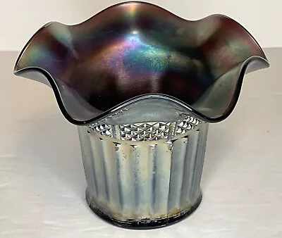 Buy Antique NORTHWOOD Amethyst Carnival Glass Hat Vase • 27.02£