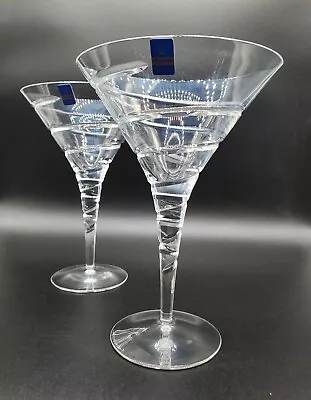 Buy Gleneagles 24% Lead Crystal 'Fantasia' Cut Spiral Martini Glasses X2 • 34.99£