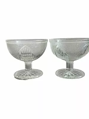 Buy Vintage Sherdley Nordic Pressed Frosted Glass Footed Sundae Dishes X2 • 8£