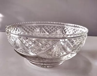 Buy Cut Glass Fruit Bowl Decorated A Abstract Floral Like Design 18 Cm • 20£