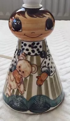 Buy Vintage Jersey Pottery Channel Islands Bedside Lamp Base Girl With Teddy • 35£