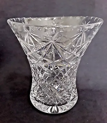 Buy Vintage Cut Glass Waisted Vase  - 5.4  Tall - VGC • 7.50£