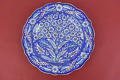 Buy Turkish Handmade Decorative Plate 12  Blue Floral Pattern Pottery • 9.99£