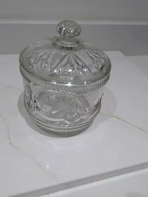 Buy Vintage Cut Glass Biscuit Barrel/Cannister With Lid Very Good Condition • 10£