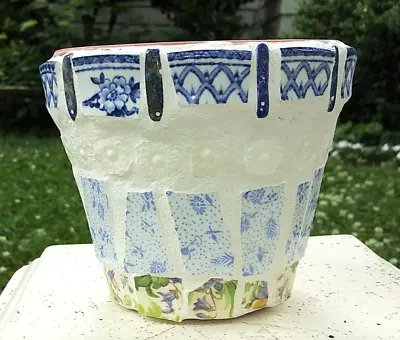 Buy Fit Of Pique Hand Made Mosaic Garden Pot BLUE LAPIS WINTON WARE 5  USA OOAK • 28.91£