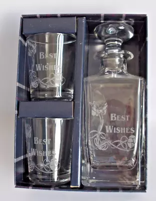Buy Edinburgh Crystal Images Best Wishes Miniature Decanter & 2 Whiskey Glass Set • 20£