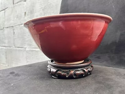 Buy Large Antique Chinese Flambé Sang De Boeuf Oxblood Red Glazed Bowl . • 180£