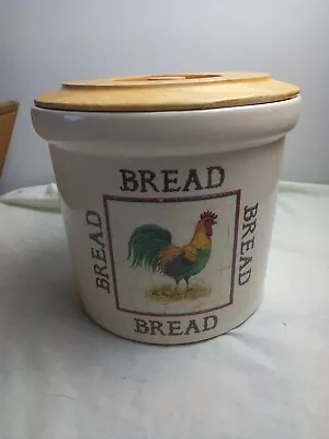 Buy TG Green Cloverleaf Bread Bin Cockerel Design  Cream Earthenware & Wood Lid • 18.99£