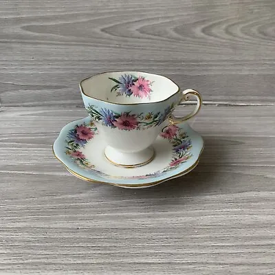 Buy Vintage EB Foley Teacup And Saucer Cornflower Pattern Bone China Cup • 21.79£