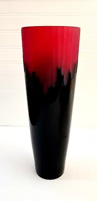 Buy John-Richard Vase Etched Red Satin Glass Encased In Black Cylinder 14 H • 215.98£