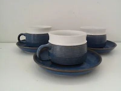 Buy Denby Langley Chatsworth Stoneware Tea Cups & Saucers X 3 Vintage • 18£