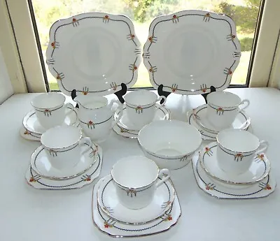 Buy Vintage Tuscan China Rh & SL Plant Pattern 947 22 Pc Cups Saucers Plates C1930s • 38£