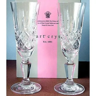 Buy Stuart Crystal Pair Of Chester Champagne Flutes With Original Box • 65.21£