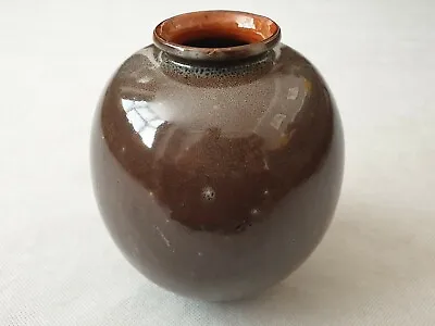 Buy Vintage Mid Century British Studio Pottery Stoneware Brown Glazed Vase 1950s • 34.99£