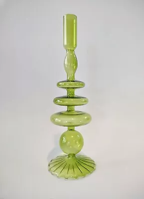 Buy Vintage Retro Romantic Design Green Transparent Glass Candlestick Holder • 8.90£