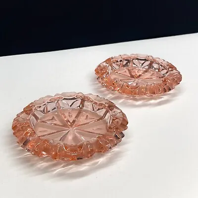 Buy 2 X Matching Pink Glass Ashtray Bowls. Vintage Mid Century Glassware • 15.99£