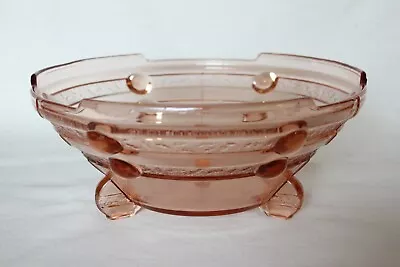 Buy Art Deco Pink Glass Bowl By Stolzle • 15.99£