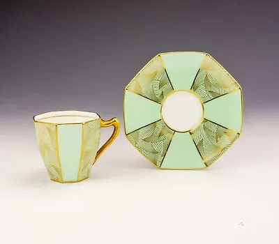 Buy Royal Doulton China - Gilded Mint Green - Art Deco Cabinet Cup & Saucer • 9.99£