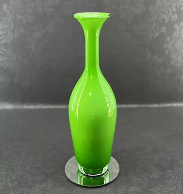 Buy Vintage Modernist 16” Cased Green Glass Vase Danish Modern Scandinavian Style • 48.26£