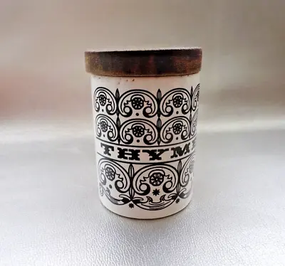 Buy Small Vintage 1970s Hornsea Herb Pot 'Thyme' Jar & Lid With Scroll Pattern • 20£