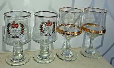Buy 4 Royal Commemorative Stemmed Glasses ~ Silver Jubilee & Royal Wedding • 4£