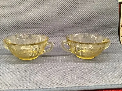 Buy Madrid Depression Glass Cream Soup Bowl Handled Yellow /  Amber Federal Glass 2 • 9.48£