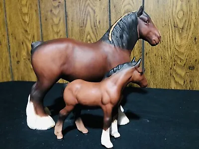 Buy RARE MATTE Beswick Made In England- Clydesdale Shirehorse Mare And Foal Set • 161.03£
