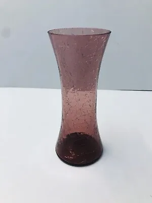 Buy Vintage Dark Amythest Purple Crackle Vase 8 Inches Tall • 53.27£