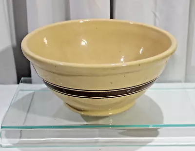 Buy Antique Primitive Yellow Ware Mixing Bowl 12.5 Brown Bands • 55.98£