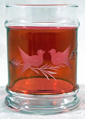Buy Ruby Flash Glass Jar Or Votive Candle Holder Etched Love Birds Made In Canada • 18.96£