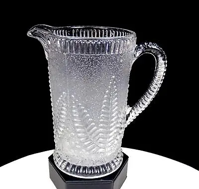 Buy George Davidson Glass England Stippled Fern Fronds Antique 6 Ribbed Pitcher 1880 • 60.02£