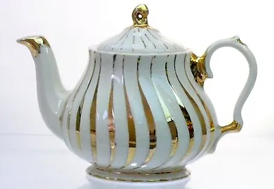 Buy  Sadler Vintage England Porcelain Teapot  Cream  With Gold Swirls • 33.99£