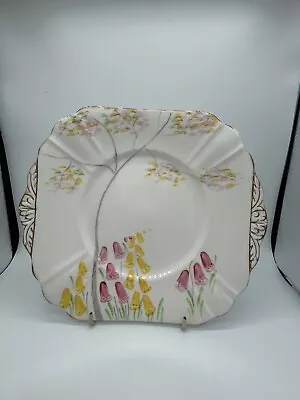 Buy Vintage Art Deco Phoenix China (TF&S Ltd) Handpainted Floral Cake Plate • 9.99£