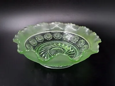 Buy Vintage Bagley Glass 'Katherine' Frosted Green Dish 13.25cm Diameter • 12.25£