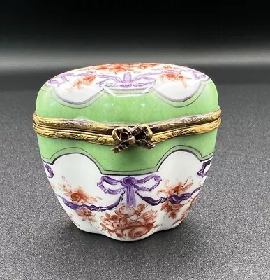 Buy Limoges French Accents Studio #283 Melon Fluted Floral Trinket Box Peint Main • 164.04£