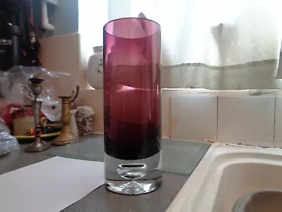 Buy Vintage Scandinavian? Purple ,cylindrical, Bubble Base Glass Vase, 1.750 Kilos • 20£