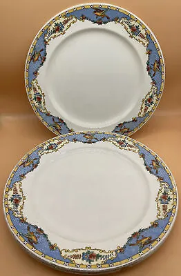 Buy Keeling Ware Burslem Losol England Ltd LTD Blue Plate Plates Burslem Set X3 Bird • 14.99£