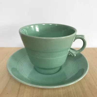 Buy Woods Ware Beryl Large Breakfast Cup And Saucer Green Vintage Utility • 10£