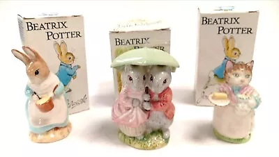 Buy 3x Beatrix Potter Ornaments John Beswick Ribby 1951 Royal Albert Mrs Rabbit Box • 9.99£