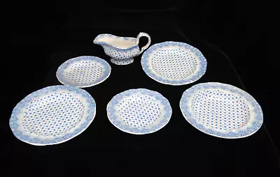 Buy Pearlware Childs Country Blue 6pc Dinner Set DIMITY Dimmock Staffordshire 1840 • 61.67£