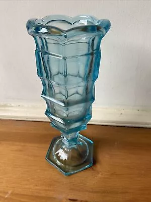 Buy Vase Blue Glass Pressed Glass Davison Vintage Retro • 9.99£