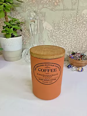 Buy The Original Suffolk Cannister COFFEE Henry Watson Pottery Wooden Lid 16cm Tall • 9.99£