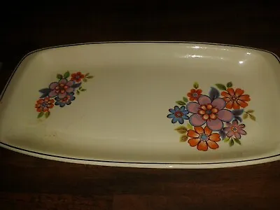 Buy Rare Colourful True Retro Romanian Rectangular Floral Platter Plate Pink Orange • 9.95£